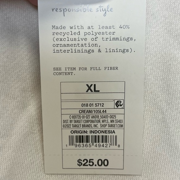 NWT Cream Long Sleeve Crewneck - A New Day - Picture 8 of 9